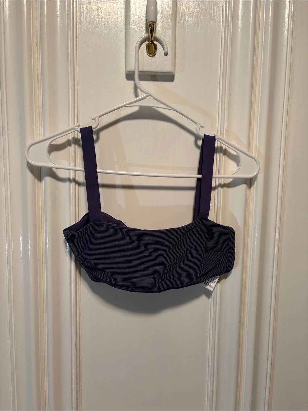 Vitamin A Ribbed Bandeau Bikini Top in Deep Purple